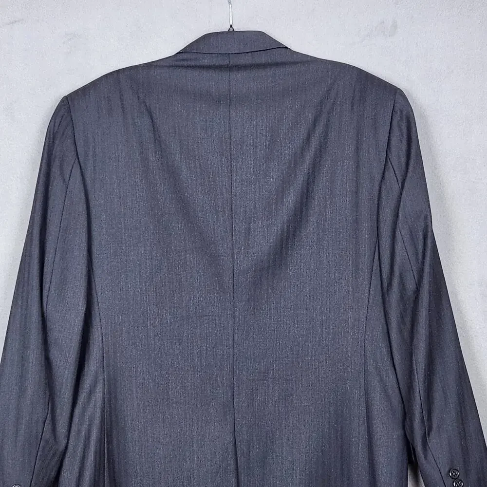 JOS A BANK Suit Jacket Mens 42L Blue Navy Herringbone Career Wedding 100% Wool